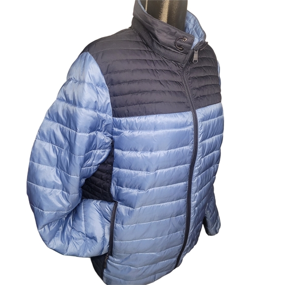 Orvieto Men's Blue Two-tone Quilted Light Puffer Jacket L - Picture 2 of 6